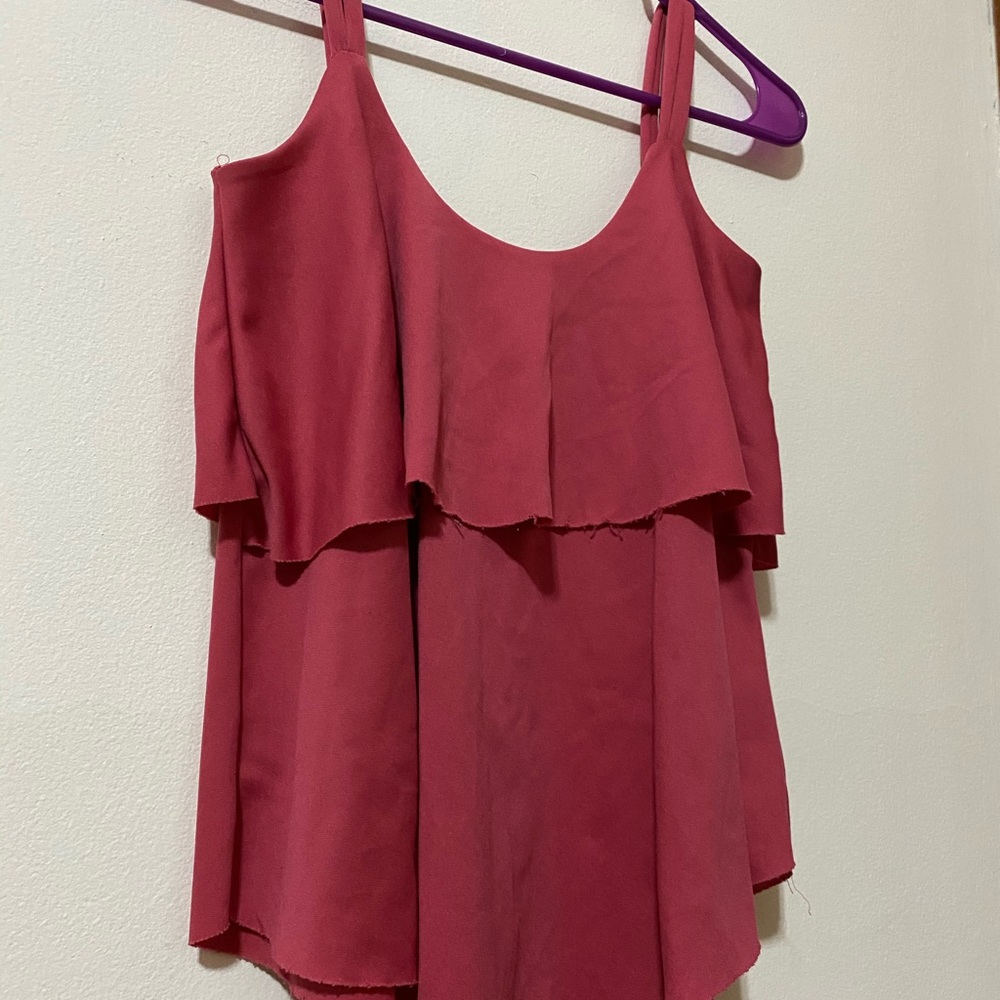 Pink Ruffled Tank Top | S/M - Picture 3 of 3